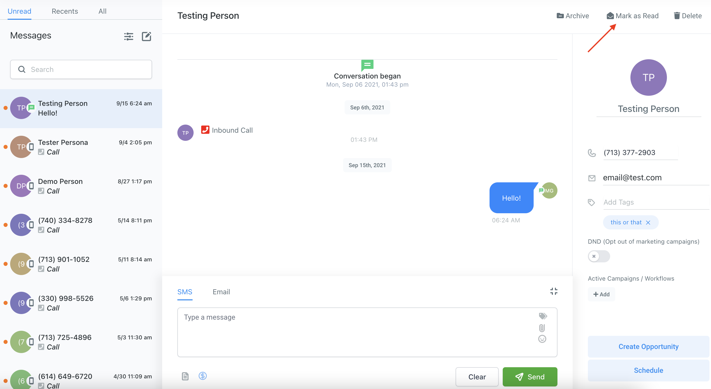 Marking Unread Conversations as Read